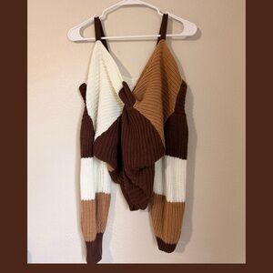 Fashion Nova Color Block Twist Front Knit Top - XS